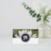 Carte De Visite Élégant monogramme nénuphoriste blanc gris gris (Debout devant)