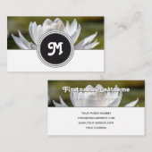 Carte De Visite Élégant monogramme nénuphoriste blanc gris gris (Devant / Derrière)