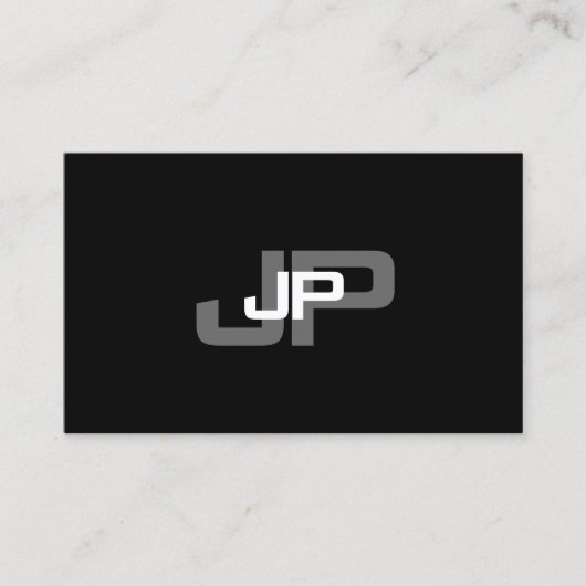 Carte De Visite Élégant Monogramme noir blanc Modèle simple (Devant)