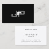 Carte De Visite Élégant Monogramme noir blanc Modèle simple (Devant / Derrière)