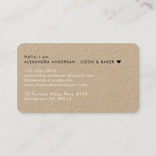 Carte De Visite Élégant Monogramme noir blanc Nom de script Kraft (Dos)