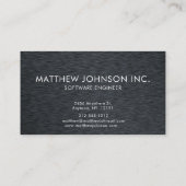 Carte De Visite Élégant Monogramme Noir brossé Métal moderne Offic (Dos)