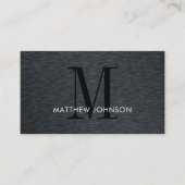 Carte De Visite Élégant Monogramme Noir brossé Métal moderne Offic (Devant)