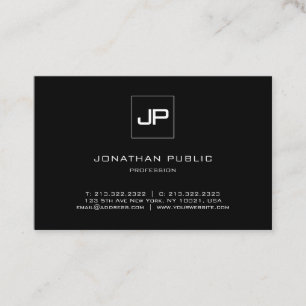 Carte De Visite Élégant Monogramme Noir Et Blanc Professionnel H