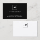 Carte De Visite Élégant Monogramme Noir Et Blanc Professionnel Hau (Devant / Derrière)