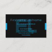 Carte De Visite Élégant monogramme noir et bleu indigo minimal (Dos)