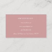 Carte De Visite Élégant Monogramme Nom du script initial Dusty ros (Dos)