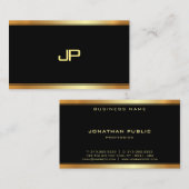 Carte De Visite Élégant Monogramme Or Modèle Moderne Professionnel (Devant / Derrière)