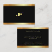 Carte De Visite Élégant Monogramme Or Modèle Moderne Professionnel (Devant / Derrière)