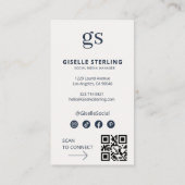 Carte De Visite Élégant Monogramme Photo Médias sociaux QR Code (Dos)