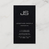 Carte De Visite Élégant Monogramme Premium Noir Unique Vertical (Dos)