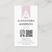 Carte De Visite Élégant Monogramme Professionnel Code QR Minimal (Dos)