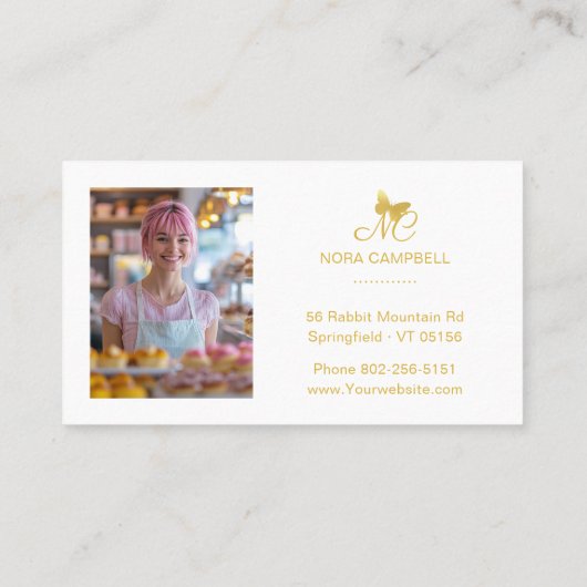 Carte De Visite Élégant Monogramme professionnel Gold Butterfly Ph (Dos)