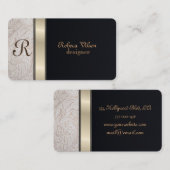 Carte De Visite Élégant monogramme professionnel noir (Devant / Derrière)