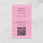 Carte De Visite Élégant Monogramme professionnel rose (Dos)