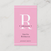 Carte De Visite Élégant Monogramme professionnel rose (Devant)