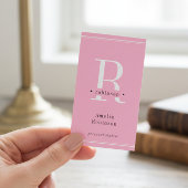 Carte De Visite Élégant Monogramme professionnel rose