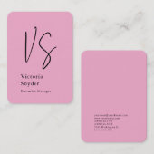 Carte De Visite Élégant Monogramme Professionnel Rose clair (Devant / Derrière)