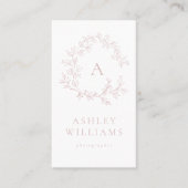 Carte De Visite Élégant Monogramme rose Bleu QR Code Floral Crest (Devant)