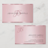 Carte De Visite Élégant monogramme Rose d'or moderne (Devant / Derrière)