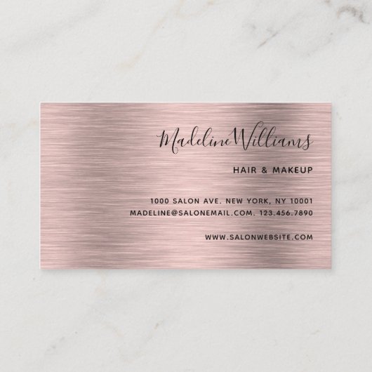 Carte De Visite Élégant Monogramme Rose noir Or Script moderne (Dos)