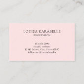 Carte De Visite Élégant Monogramme rose pâle (Dos)