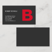 Carte De Visite Élégant Monogramme rouge gris tendance (Devant / Derrière)