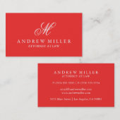 Carte De Visite Élégant Monogramme rouge professionnel (Devant / Derrière)