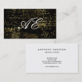 Carte De Visite Élégant Monogramme Script Gold Grunge (Devant / Derrière)