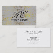 Carte De Visite Élégant Monogramme Script Gold Grunge (Devant / Derrière)