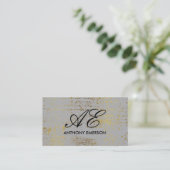 Carte De Visite Élégant Monogramme Script Gold Grunge (Debout devant)