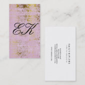 Carte De Visite Élégant Monogramme Script Gold Grunge rose (Devant / Derrière)