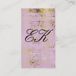 Carte De Visite Élégant Monogramme Script Gold Grunge rose