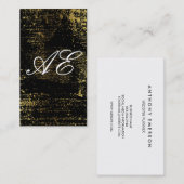 Carte De Visite Élégant Monogramme Script Or Grunge (Devant / Derrière)