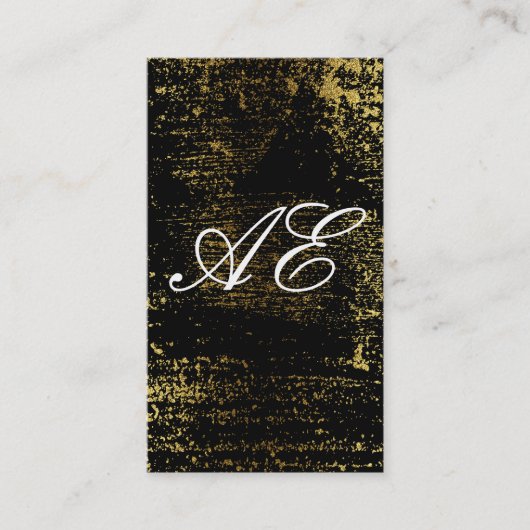Carte De Visite Élégant Monogramme Script Or Grunge (Devant)
