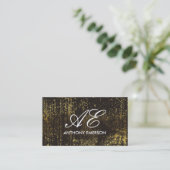 Carte De Visite Élégant Monogramme Script Or Grunge (Debout devant)