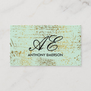 Carte De Visite Élégant Monogramme Script Or Grunge