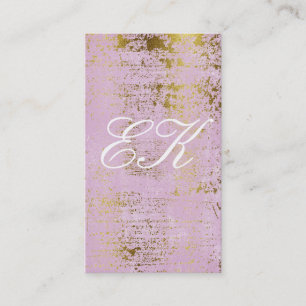 Carte De Visite Élégant Monogramme Script Or Grunge Rose