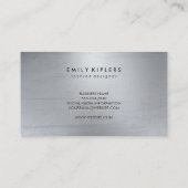 Carte De Visite Élégant Monogramme Script Silve Metal Shine Textur (Dos)