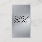 Carte De Visite Élégant Monogramme Script Silve Metal Shine Textur (Devant)