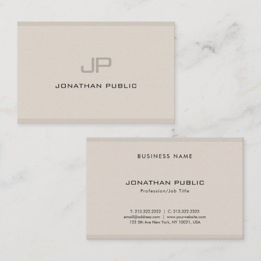 Carte De Visite Élégant Monogramme Simple Plat Professionnel Moder (Devant / Derrière)