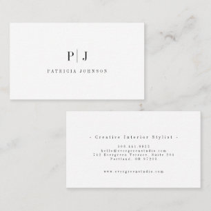Carte De Visite Élégant Monogramme Simple Professionnel Minimalist