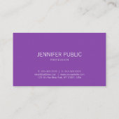 Carte De Visite Élégant Monogramme Sleek Plain violet violet luxe (Dos)
