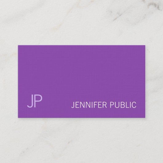 Carte De Visite Élégant Monogramme Sleek Plain violet violet luxe (Devant)