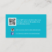 Carte De Visite Élégant Monogramme Turquoise Damask Ménage (Dos)