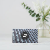 Carte De Visite Elégant monogramme vitre propre façade bureau (Debout devant)