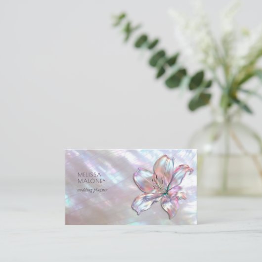 Carte De Visite Elegant Mother-of-Pearl Lily (Debout devant)