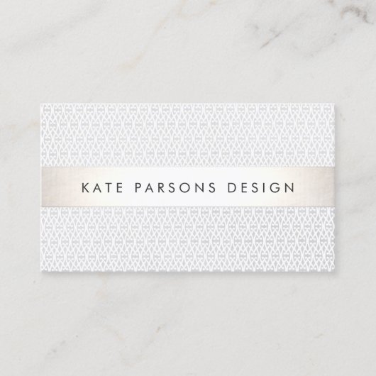 Carte De Visite Élégant Motif à rayures argentées chic Designer (Devant)