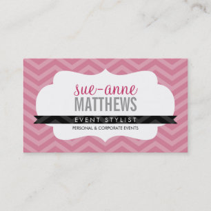 Carte De Visite ÉLÉGANT motif chevron élégant et tendance rose ros