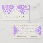 Carte De Visite Elégant motif damassé ivoire pourpre (Devant / Derrière)